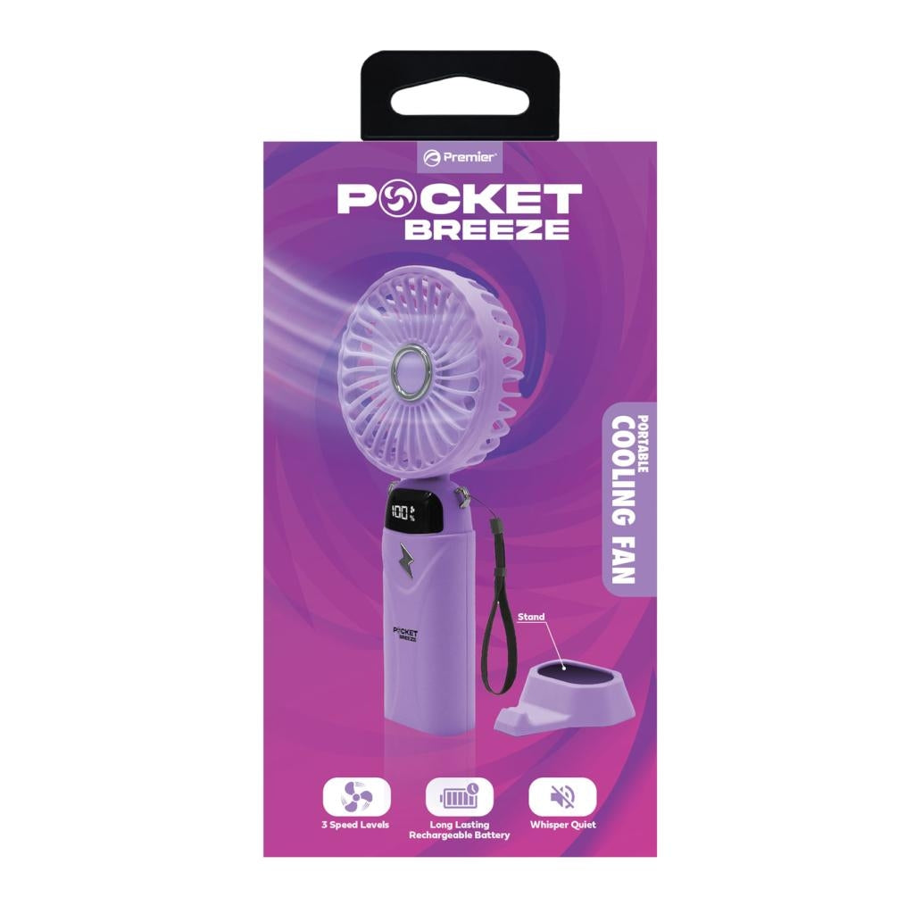 Purple Rechargeable Portable Fan with Strap 1