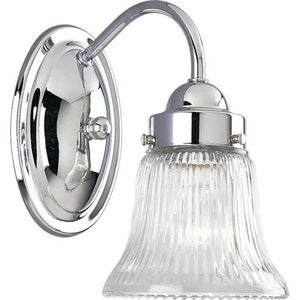 1 Light 120 volt Polished Chrome Vanity Clear Prismatic Glass Light Fixture 2