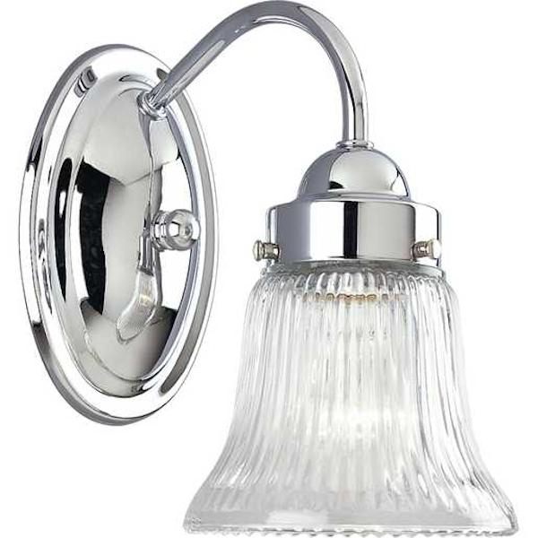 1 Light 120 volt Polished Chrome Vanity Clear Prismatic Glass Light Fixture 2