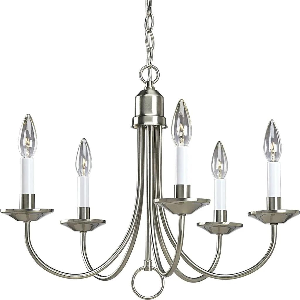5 Light Brushed Nickel Traditional Style Chandelier Light Fixture 1