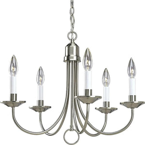 5 Light Brushed Nickel Traditional Style Chandelier Light Fixture 1