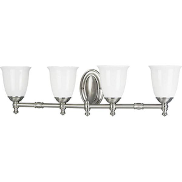 4 Light 120 volt Brushed Nickel Vanity Opal Glass Light Fixture 1