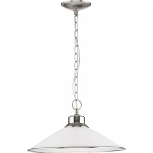 1 Light Brushed Nickel Opal Etched Glass Shade Pendant Light Fixture 3