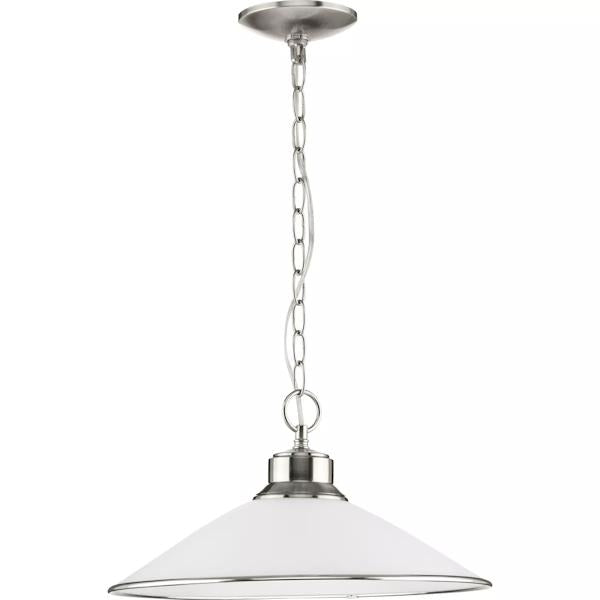 1 Light Brushed Nickel Opal Etched Glass Shade Pendant Light Fixture 3