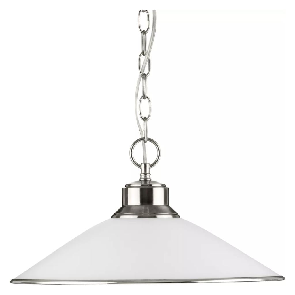 1 Light Brushed Nickel Opal Etched Glass Shade Pendant Light Fixture 1