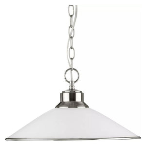 1 Light Brushed Nickel Opal Etched Glass Shade Pendant Light Fixture 1
