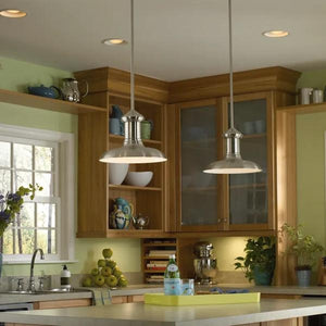 1 Light Brushed Nickel Spun Metal Shade Pendant Light Fixture 2