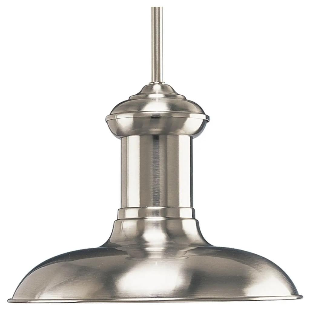1 Light Brushed Nickel Spun Metal Shade Pendant Light Fixture 1