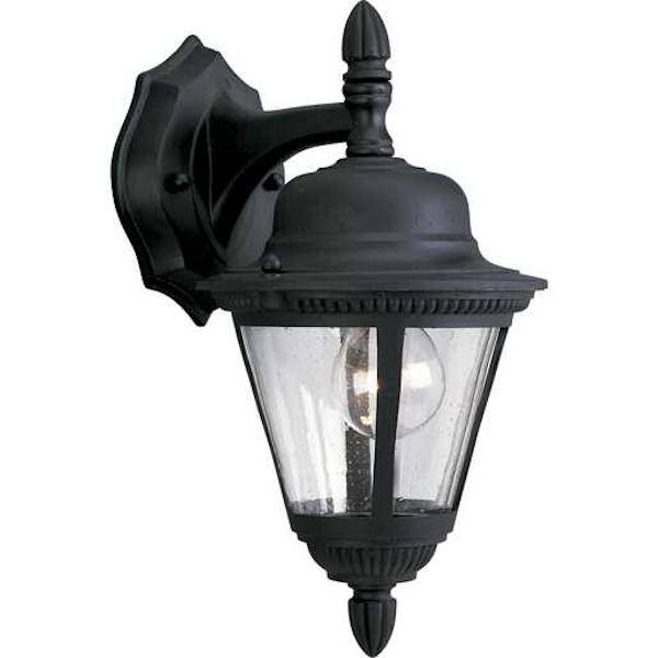 1 Light Black with Clear Seeded Glass Wall Light Fixture 1