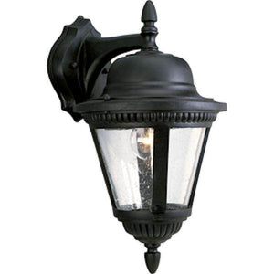 1 Light Black with Clear Seeded Glass Wall Light Fixture 1