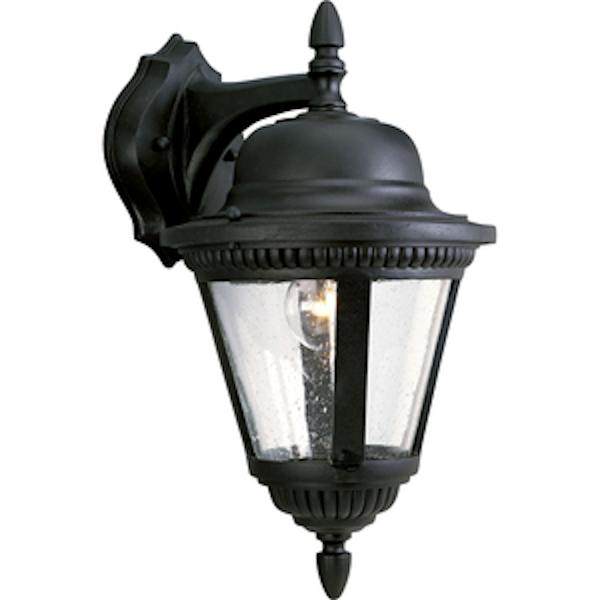 1 Light Black with Clear Seeded Glass Wall Light Fixture 1