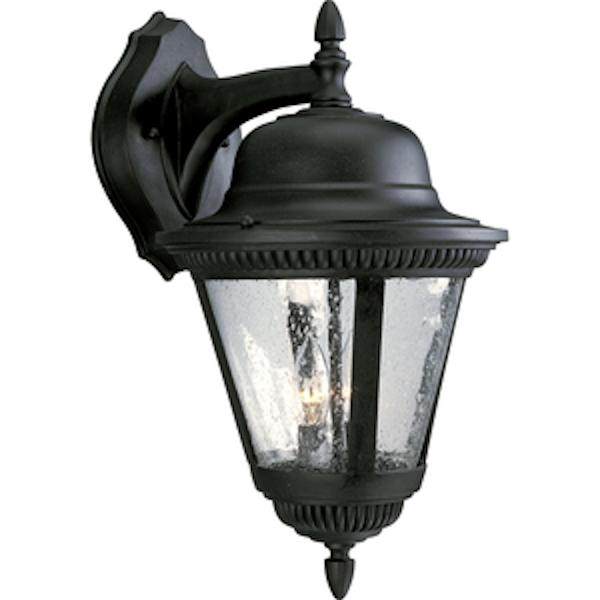 2 Light Black with Clear Seeded Glass Wall Light Fixture 1