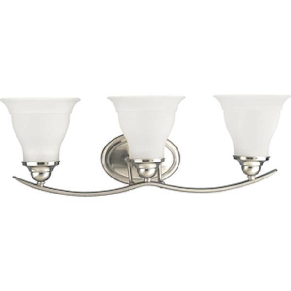 3 Light 120 volt Brushed Nickel Vanity Etched Glass Light Fixture 2