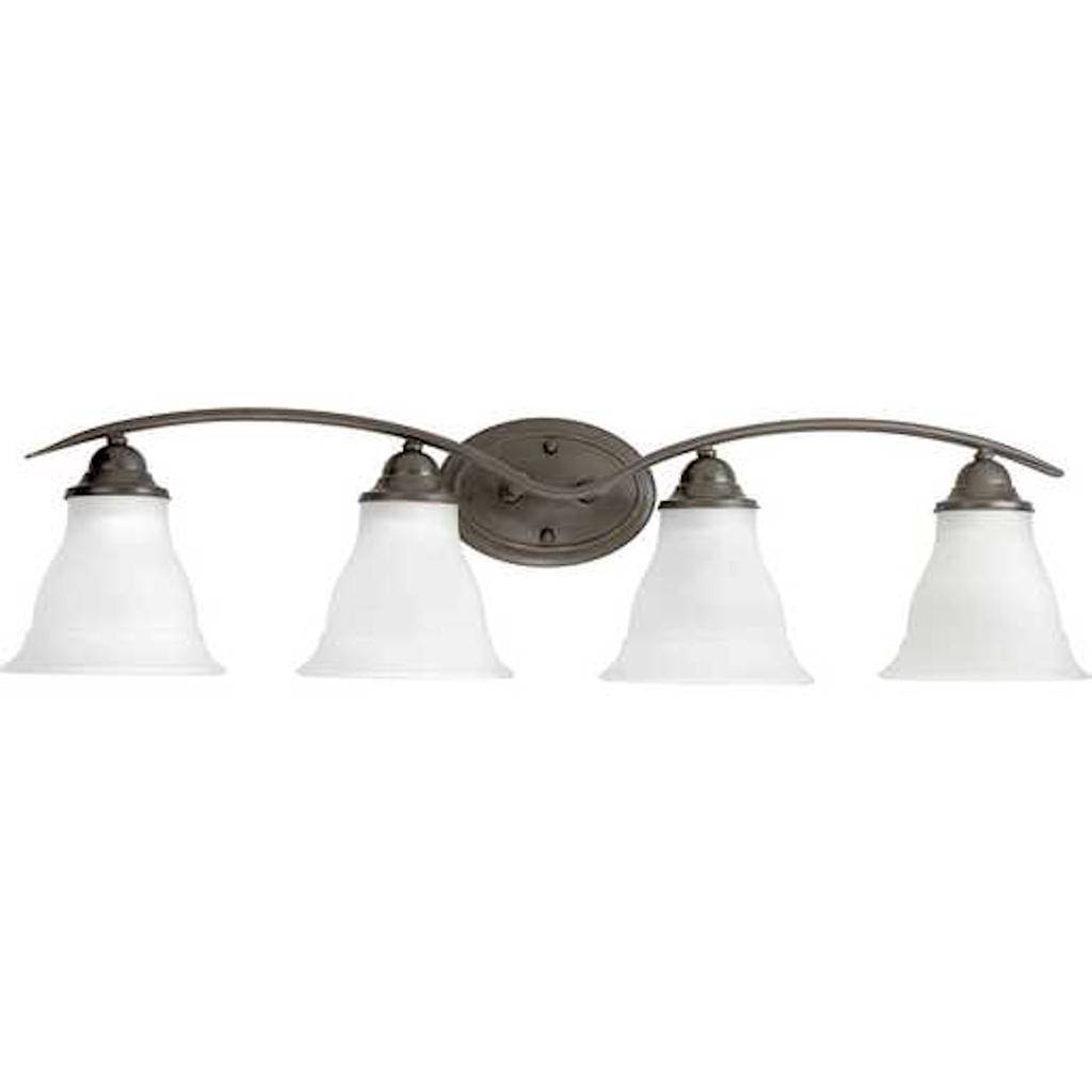 4 Light 120 volt Antique Bronze Vanity Etched Glass Light Fixture 1