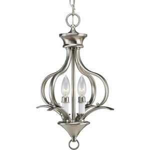 2 Light Brushed Nickel White Candle Sleeves Pendant Light Fixture 1