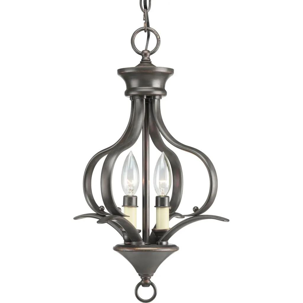 2 Light Antique Bronze Ivory Candle Sleeves Pendant Light Fixture 1