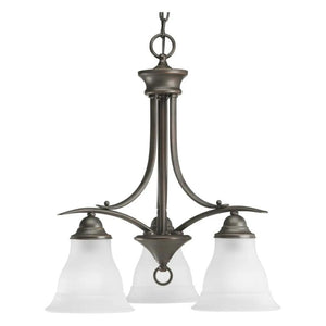 3 Light Antique Bronze Etched Glass Shade Chandelier Light Fixture 1