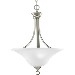 3 Light Brushed Nickel Etched Glass Bowl Pendant Light Fixture 1