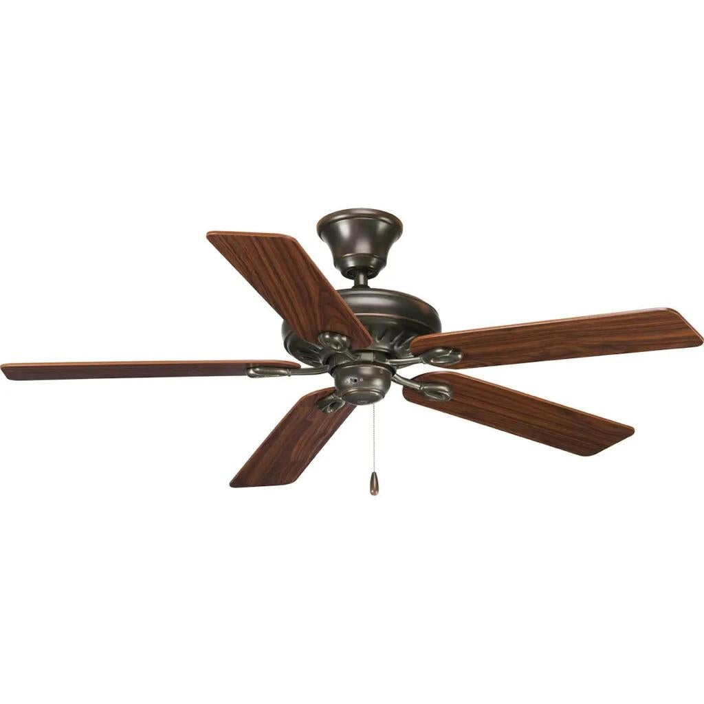 52" Antique Bronze 5 Classic Walnut/Medium Cherry Reversible Blade Ceiling Fan 1
