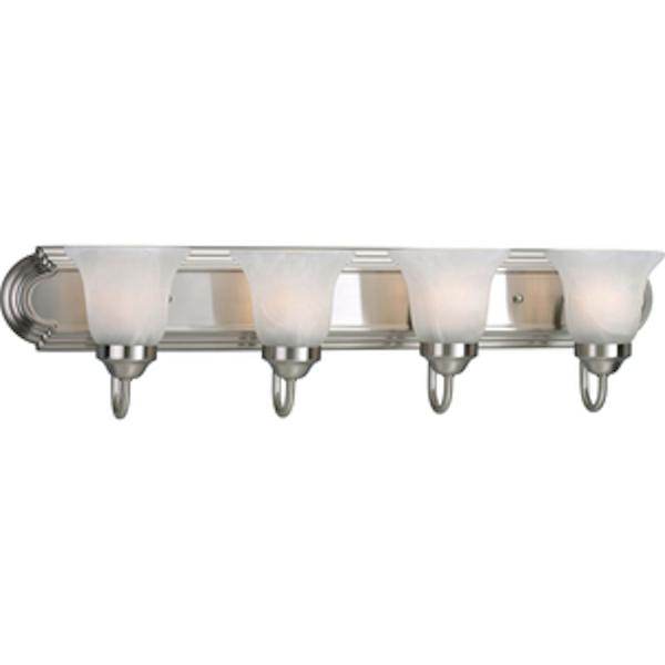 4 Light 120 volt Brushed Nickel Vanity Alabaster Glass Light Fixture 2