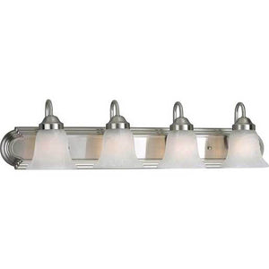4 Light 120 volt Brushed Nickel Vanity Alabaster Glass Light Fixture 1