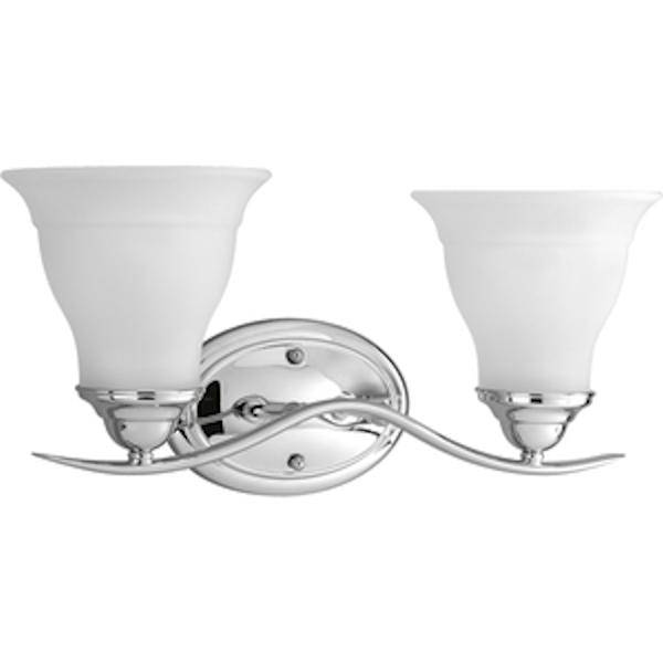 2 Light 120 volt Polished Chrome Vanity Etched Glass Light Fixture 2