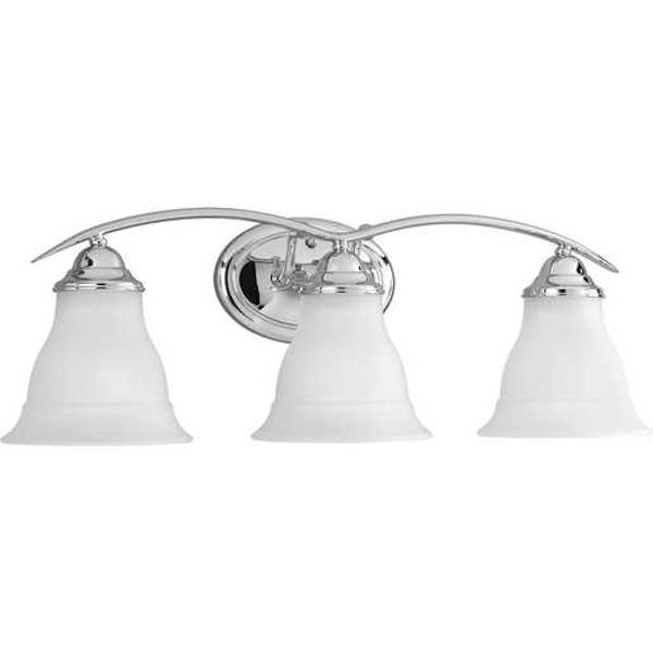 3 Light 120 volt Polished Chrome Vanity Etched Glass Light Fixture 1