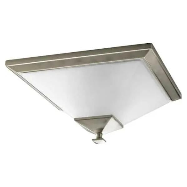 2 Light 120 volt Brushed Nickel Etched Opal Glass Ceiling Light Fixture 1