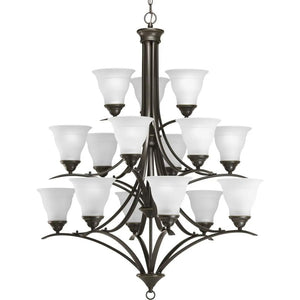 15 Light Antique Bronze Etched Glass Shade Chandelier Light Fixture 1