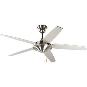 54" Brushed Nickel 5 Silver/Natural Cherry Reversible Blade Ceiling Fan 1