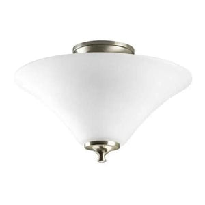 2 Light 120 volt Brushed Nickel Etched Glass Bowl Semi-Flush Ceiling Light Fixture 1