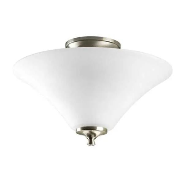 2 Light 120 volt Brushed Nickel Etched Glass Bowl Semi-Flush Ceiling Light Fixture 1
