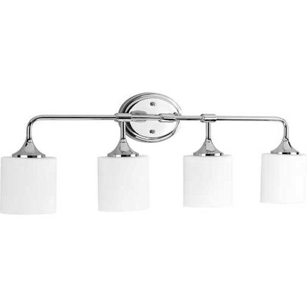 4 Light 120 volt Polished Chrome Vanity Etched Opal Glass Light Fixture 2