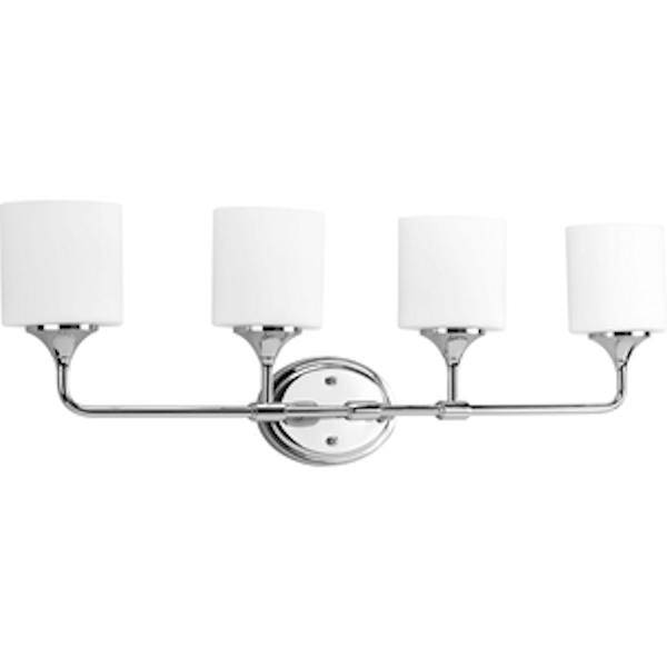 4 Light 120 volt Polished Chrome Vanity Etched Opal Glass Light Fixture 1