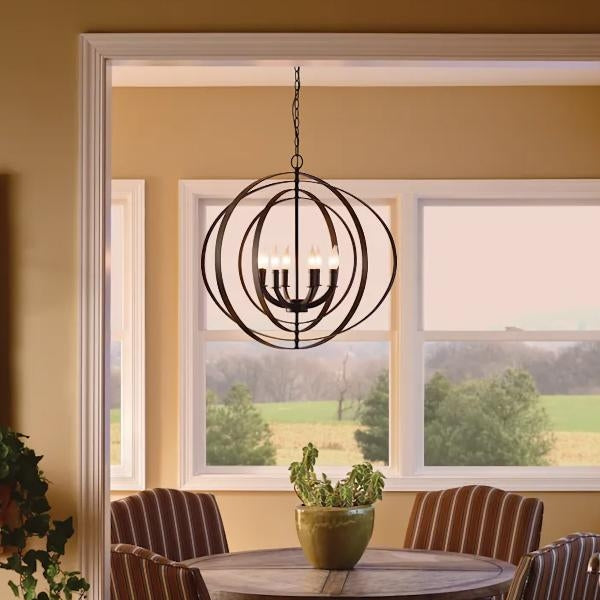 6 Light Antique Bronze Coastal Style Equinox Collection Pendant Light Fixture 2
