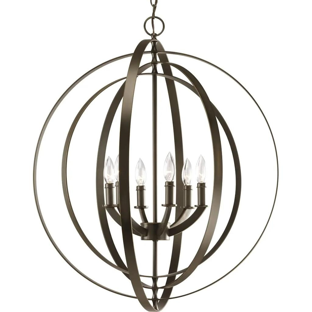 6 Light Antique Bronze Coastal Style Equinox Collection Pendant Light Fixture 1
