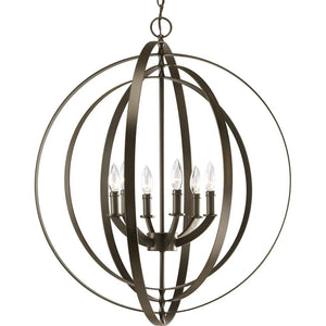 6 Light Antique Bronze Coastal Style Equinox Collection Pendant Light Fixture 1