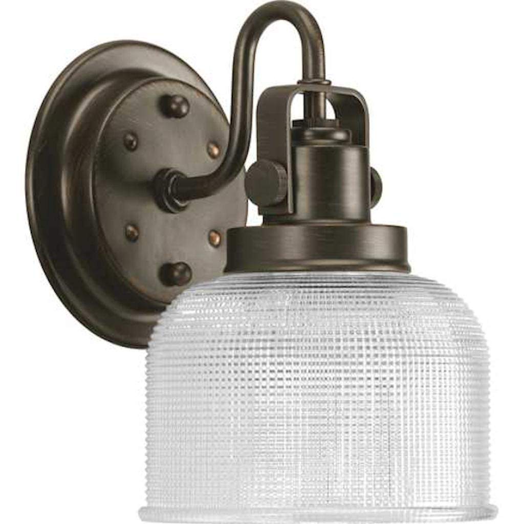 1 Light 120 volt Venetian Bronze Vanity Clear Double Prismatic Glass Light Fixture 1