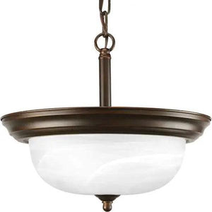 2 Light 120 volt Antique Bronze Alabaster Glass Bowl Ceiling Light Fixture 2