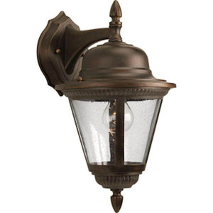 1 Light Antique Bronze with Clear Seeded Glass Wall Light Fixture 1