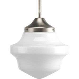 1 Light Brushed Nickel White Opal Glass Shade Mini Pendant Light Fixture 1