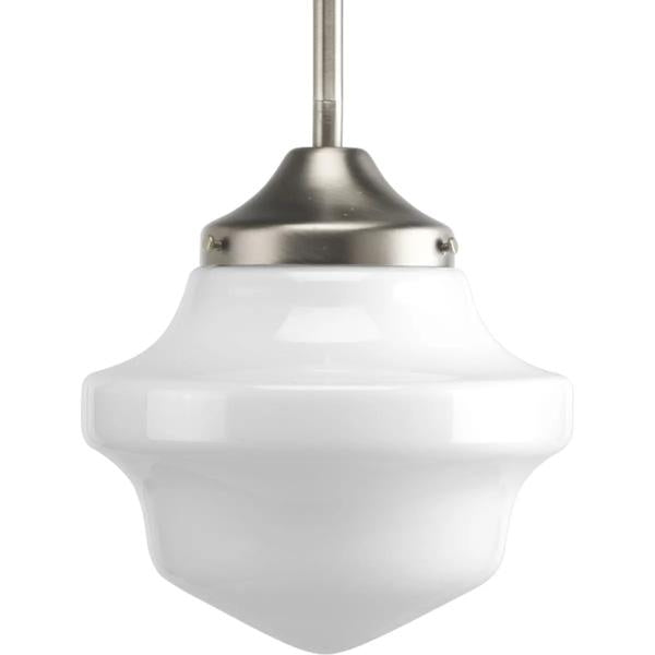 1 Light Brushed Nickel White Opal Glass Shade Mini Pendant Light Fixture 1