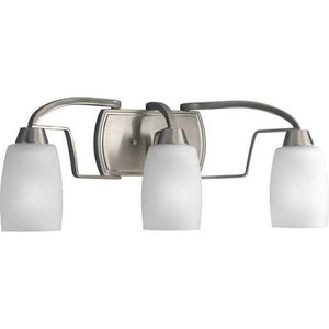 3 Light 120 volt Brushed Nickel Vanity Etched Glass Light Fixture 2