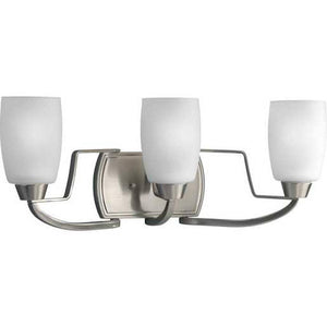 3 Light 120 volt Brushed Nickel Vanity Etched Glass Light Fixture 1