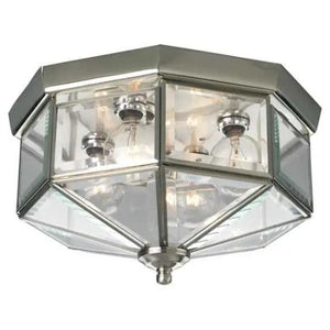 4 Light 120 volt Nickel Clear Beveled Glass Ceiling Light Fixture 1