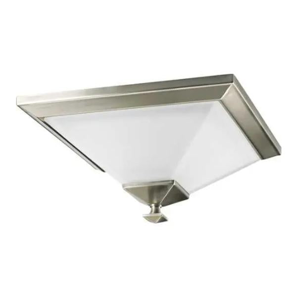 2 Light 120 volt Brushed Nickel Etched Opal Glass Ceiling Light Fixture 1