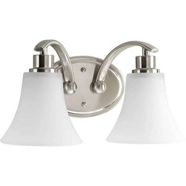 2 Light 120 volt Brushed Nickel Vanity Etched Glass Light Fixture 2