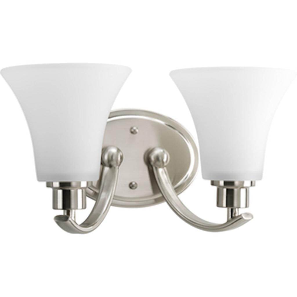 2 Light 120 volt Brushed Nickel Vanity Etched Glass Light Fixture 1