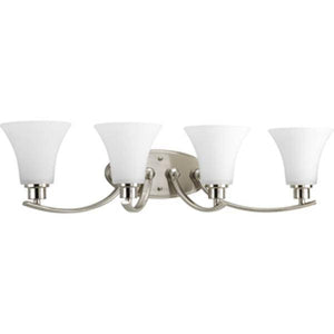 4 Light 120 volt Brushed Nickel Vanity Etched Glass Light Fixture 1