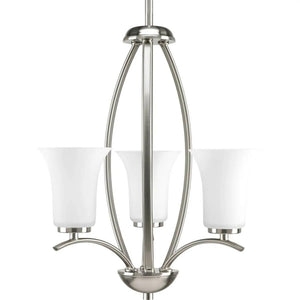 3 Light Brushed Nickel Etched White Glass Hall & Foyer Light Fixture 1
